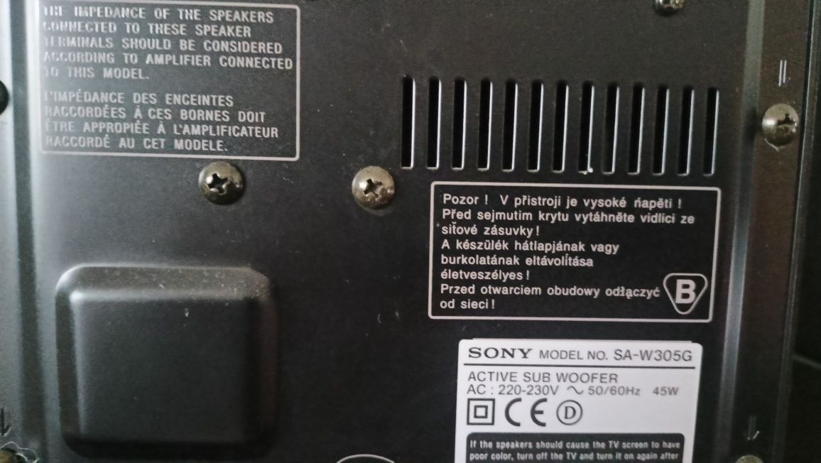Sony subwoofer aktywny z głośnikami