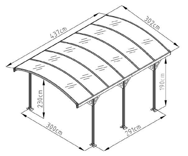 Wiata samochodowa 3 x 4,3 m, daszek, carport, aluminium i poliwęglan