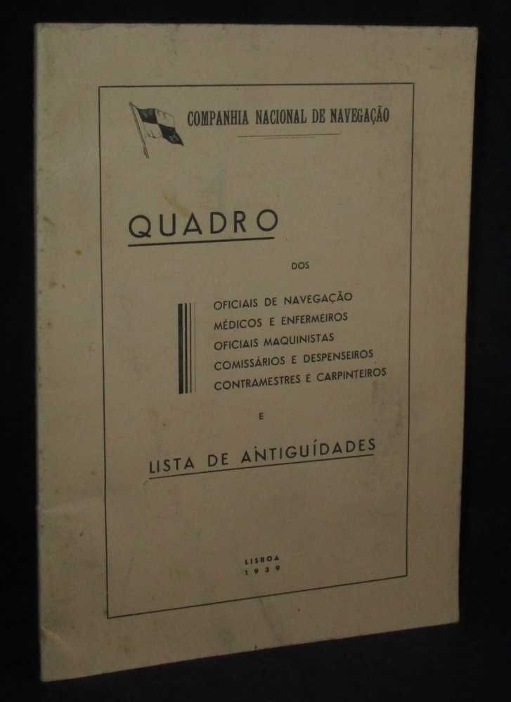 Livro Companhia Nacional de Navegação Quadro Lista de Antiguidades