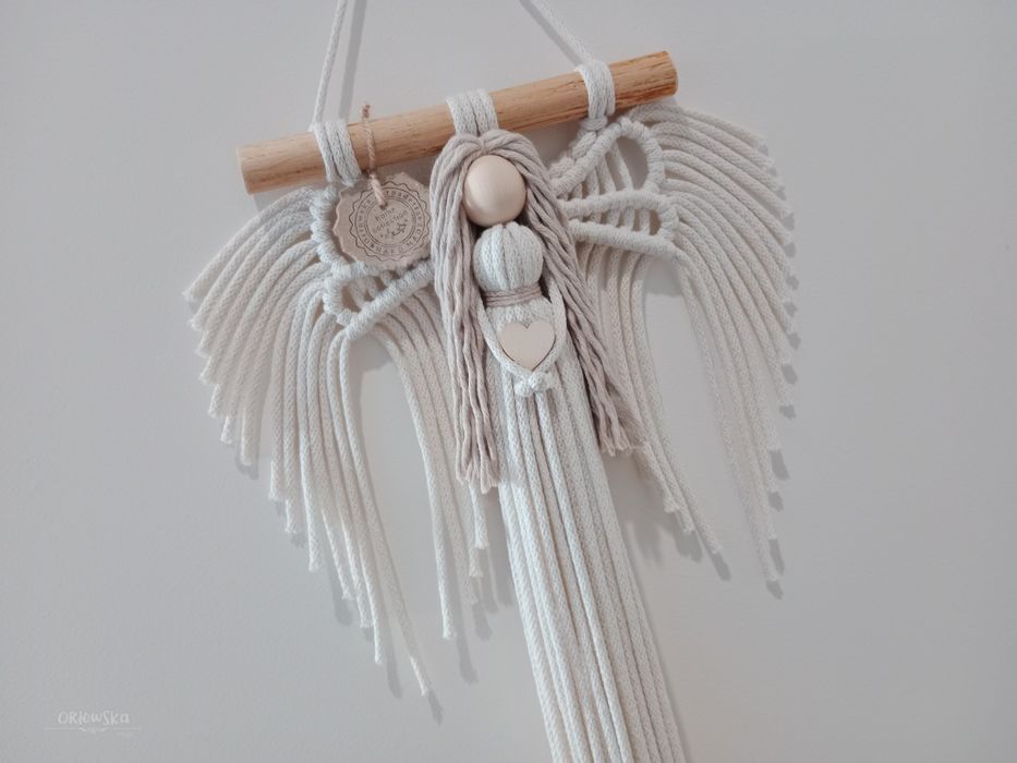 Makrama anioł stróż ozdoba zawieszka boho prezent ze sznurka