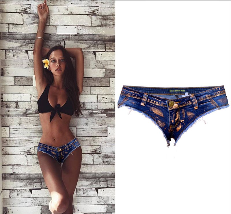 Damskie Krótkie Szorty Spodenki Jeansowe Postrzępione Sexi Odważne -XL