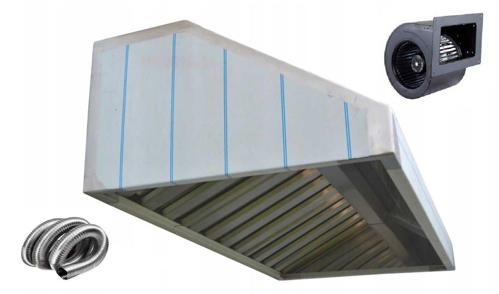 Nowy Okap Gastronomiczny 100x70x40 Filtry TURBINA RURA 3m