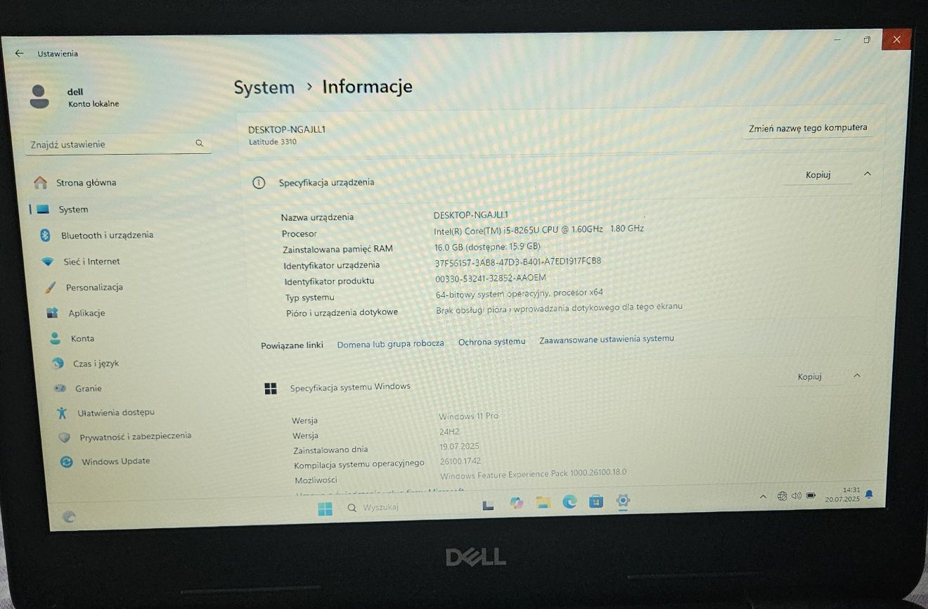 Dell Latitude 3310 Intel Core i5 16GB 256GB SSD HD 13.3Cali Windows 11