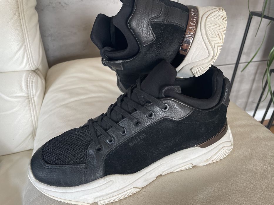 Czarne męskie skórzane adidasy sneakersy mallet 41