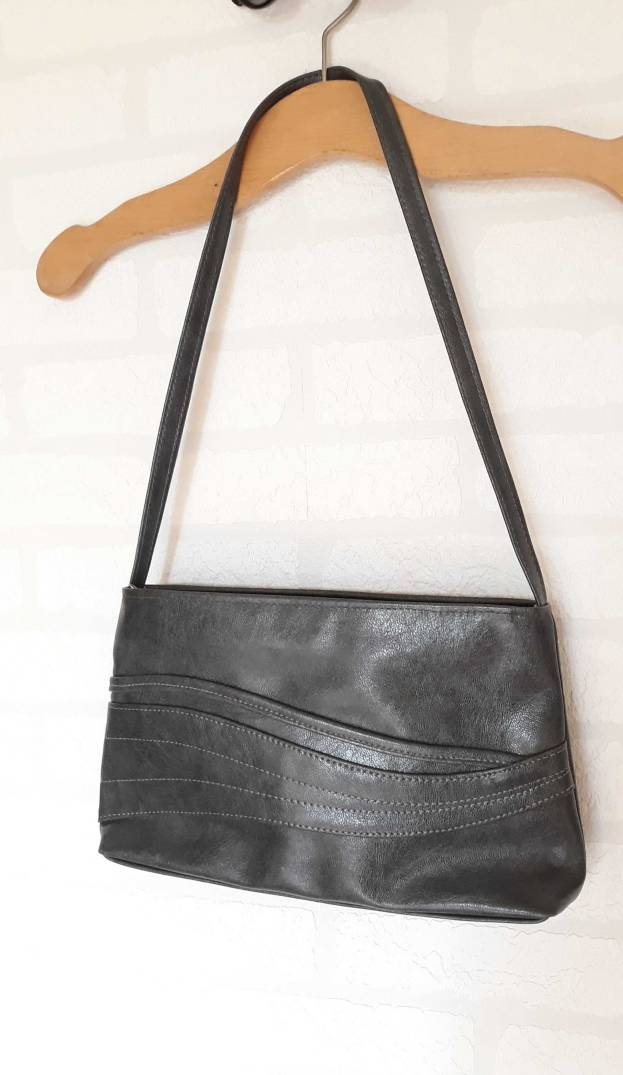 Szara ciemna torebka na ramię modny kształt vintage