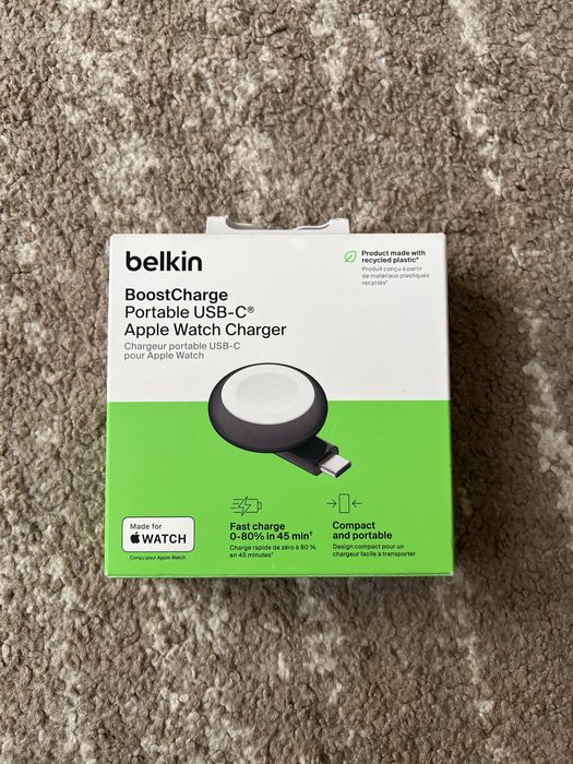 Belkin BoostCharge Portable USB-C Apple Watch Charger Black