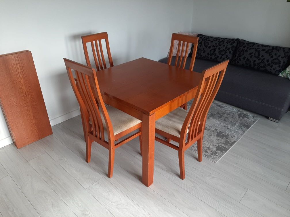 Stół dębowy rozkładany 4 krzesla calvados 10 12 osób 200 2 polki