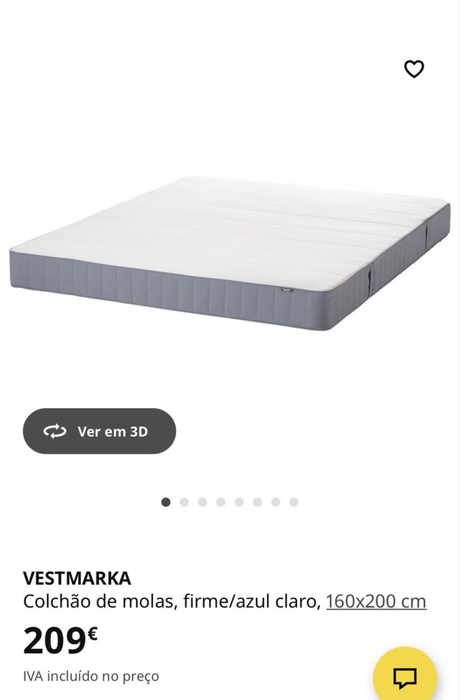 Estrutura de cama Malm + Estrado + Barra + Colchao ( como novo)