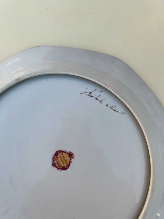 Conjunto bule e prato LIMOGES dourado PINTADO À MÃO