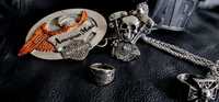 Harley sygnet pierścień motocyklowy chopper czaszka krzyż maltański