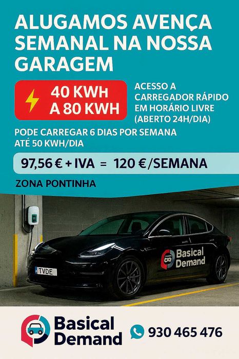 Aluguer de garagem carregamento TVDE- (energia incluida)-fastcharge