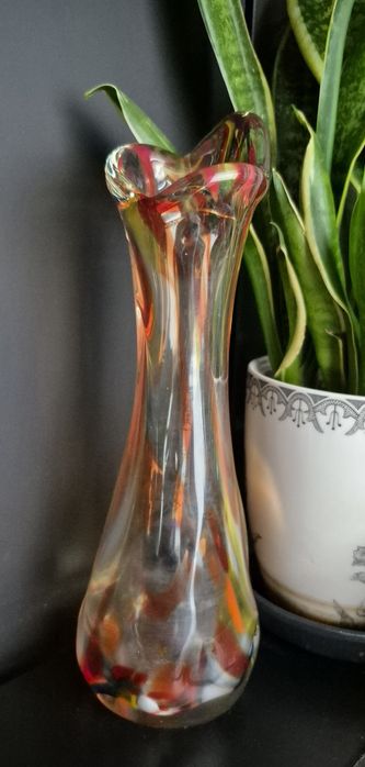 Ząbkowice wazon sękacz - kolorowe szkło- PRL
