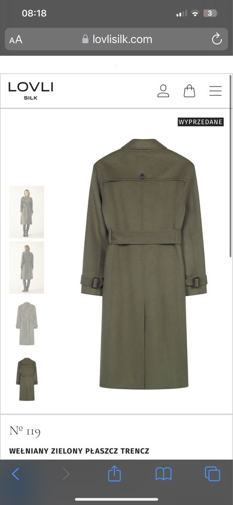 Lovli silk płaszcz wełna jedwab roz M nowy