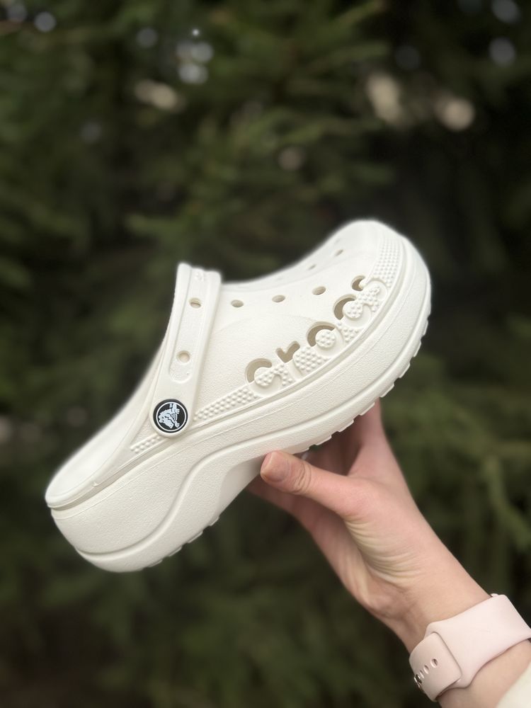 Crocs baya platform clog крокси на платформі білі, бежеві, чорні