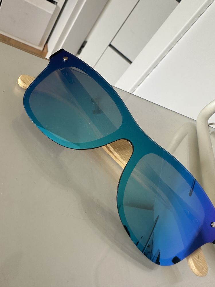 Nowe okulary przeciwsłoneczne uv drewno etui