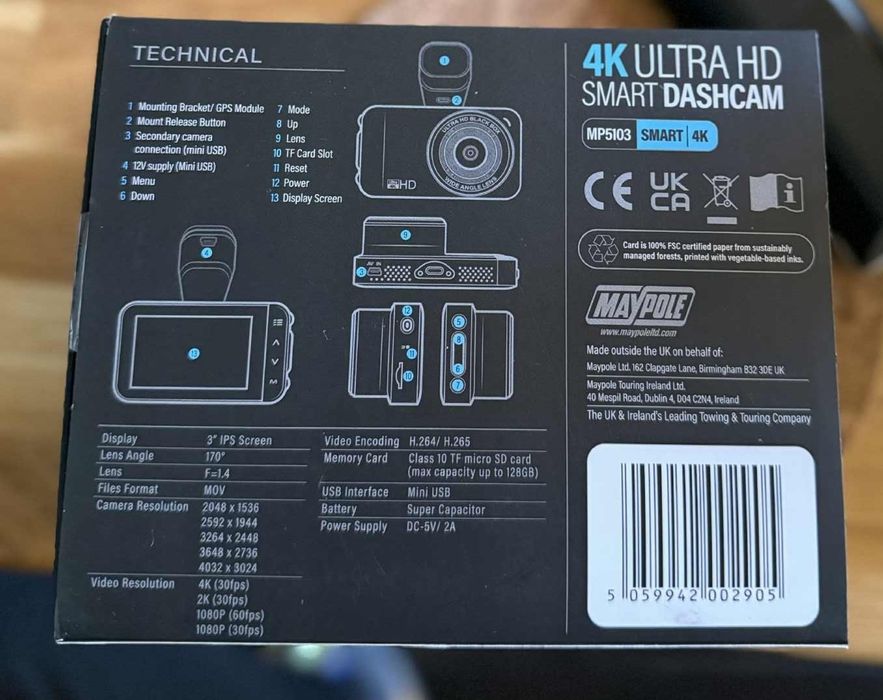 Maypole MP5103 4K Ultra HD Smart Dashcam – NOWA