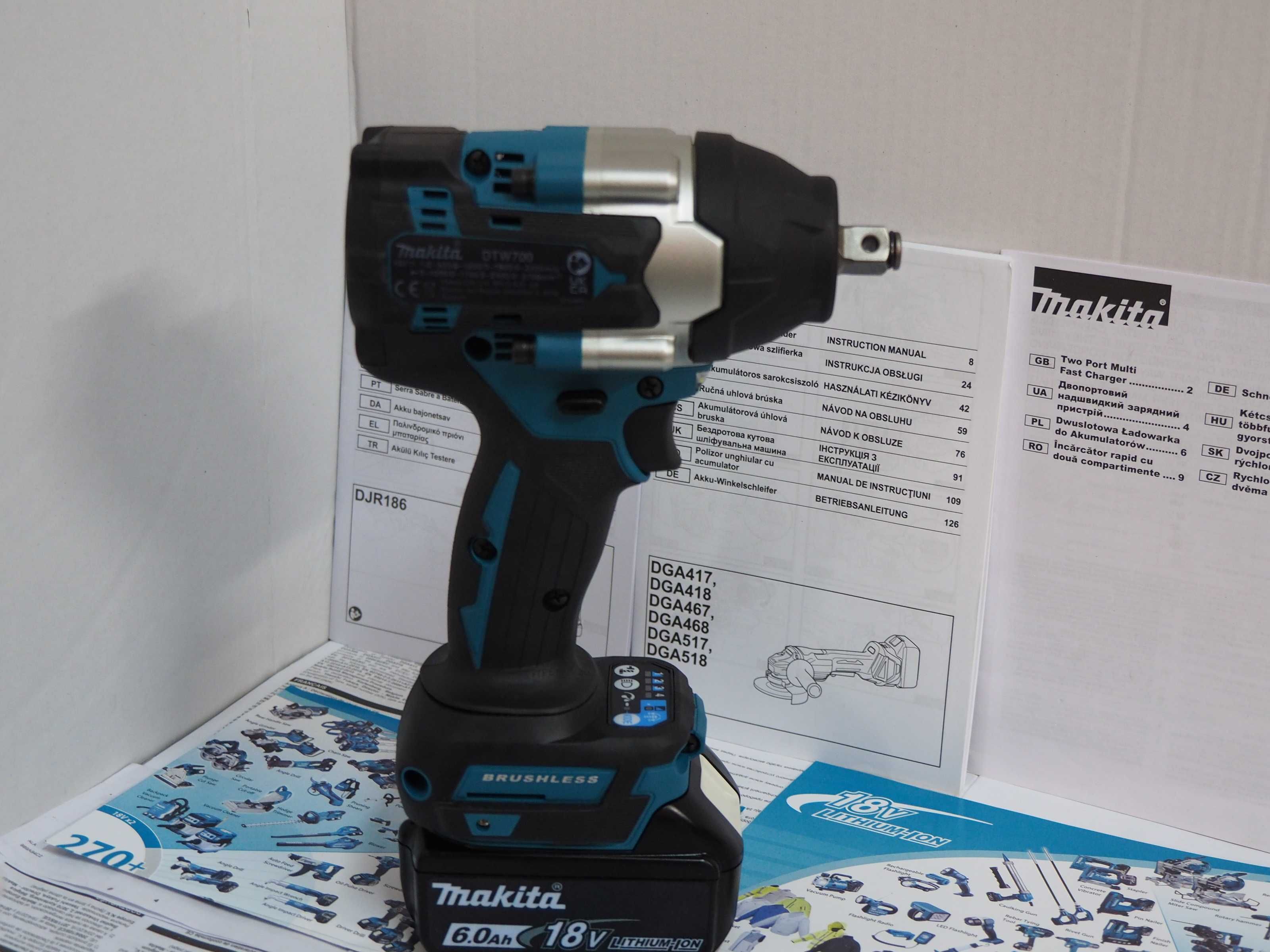 Komplet narzedzi bateria 18v 6ah klucz MAKITA DTW 700 Japan moc 1000Nm