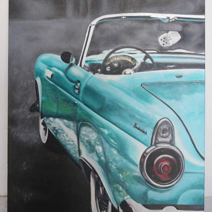Quadro "Carro clássico", pintado á mão, tinta de óleo