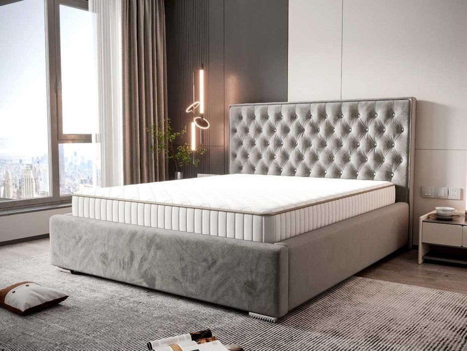 Pikowane Łóżko Podwójne Ze Stelażem Pojemnikiem Wybór Rozmiarów PANAMA