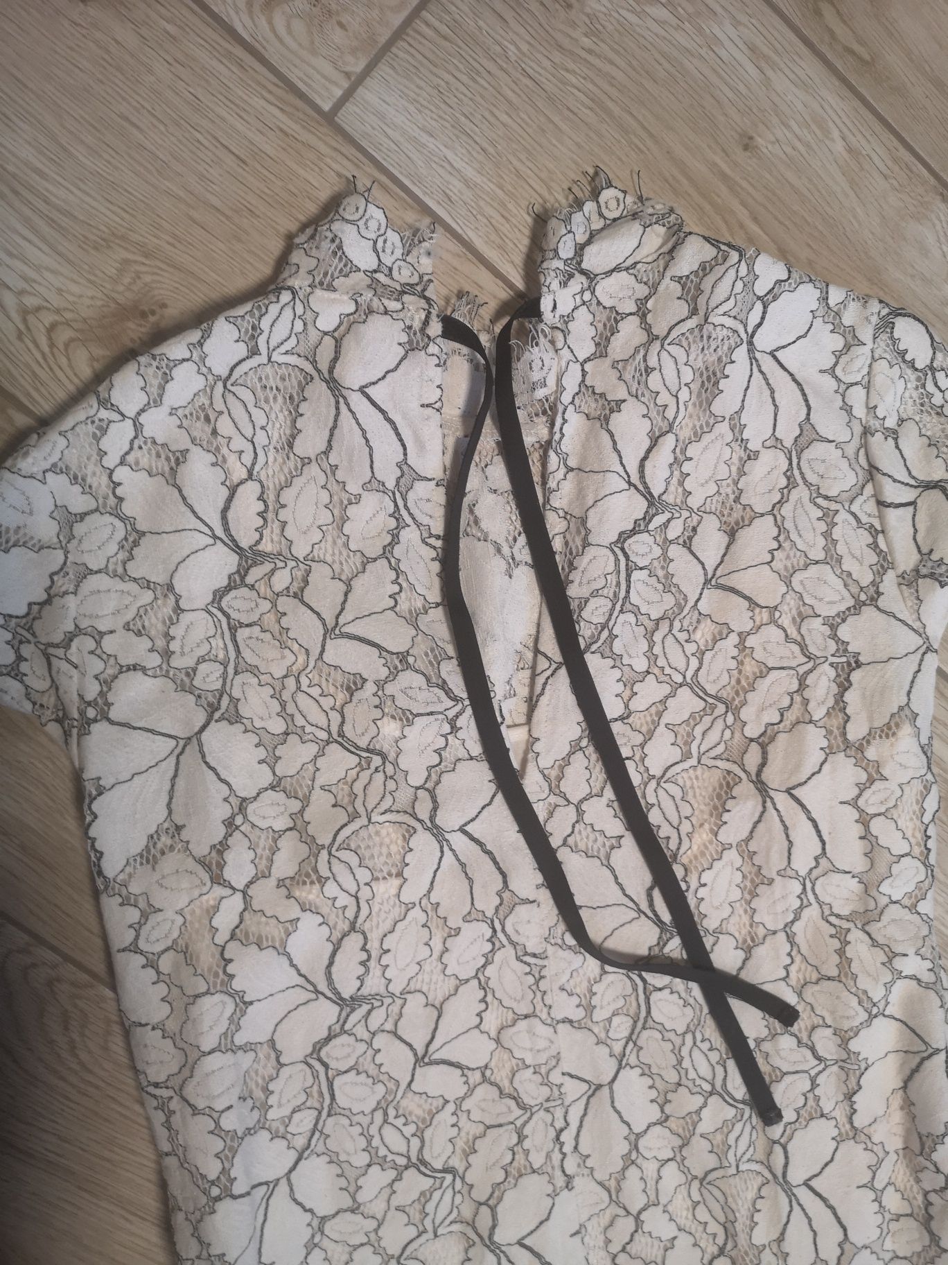 Sukienka koronkowa h&m, 38 M, ecru