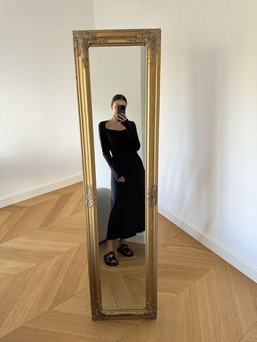 COS czarna sukienka z długim rękawem długa rozkloszowana S 36