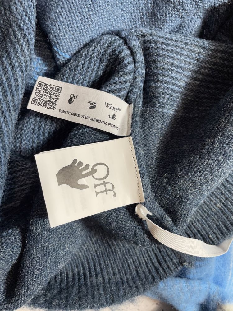 Новый Шерстяной Свитер Off White С Большим Логотипом M-L Размер