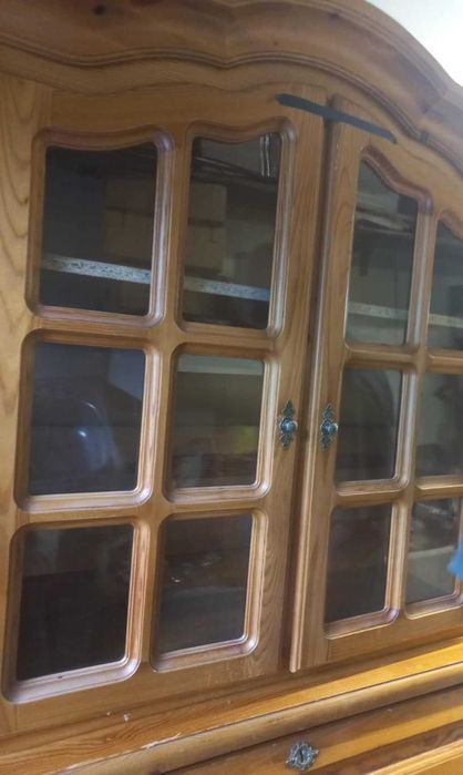 sosnowy drewniany komplet kredens komoda i nadstawka