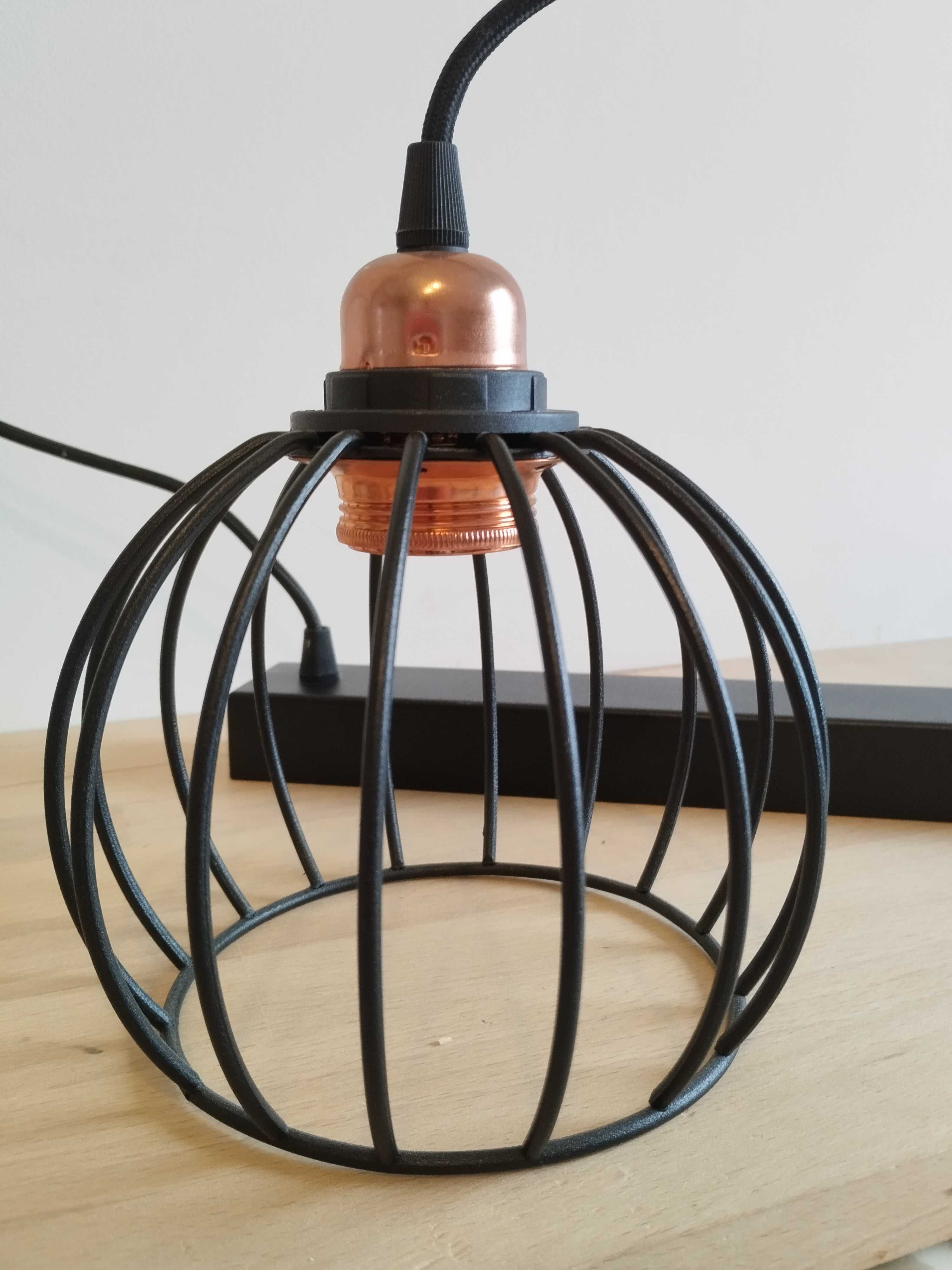 Lampa sufitowa wisząca loft metal czarny-miedź na 2 żarówki