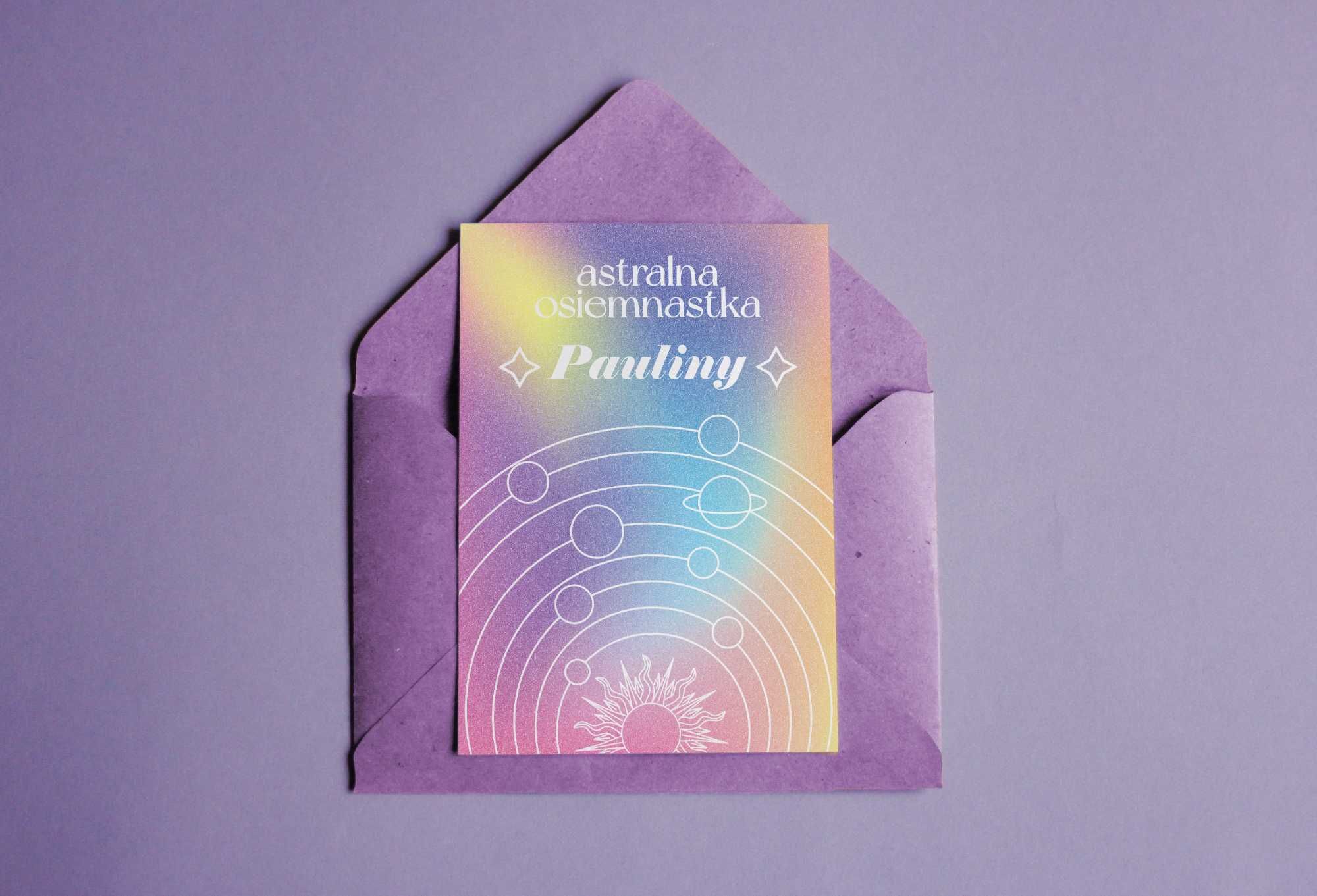 Zaproszenie na 18-stkę motyw astralny/galaxy/gwiazdy/horoskop