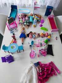 Lalki Barbie z akcesoriami - duży zestaw