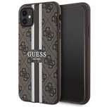 Etui Guess 4g Printed Stripes MagSafe na iPhone 11 / Xr - brązowe
