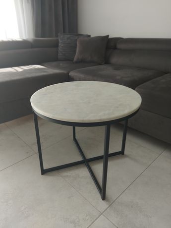 Piękny stolik kawowy loft Marmur / metal czarny  Okazja !