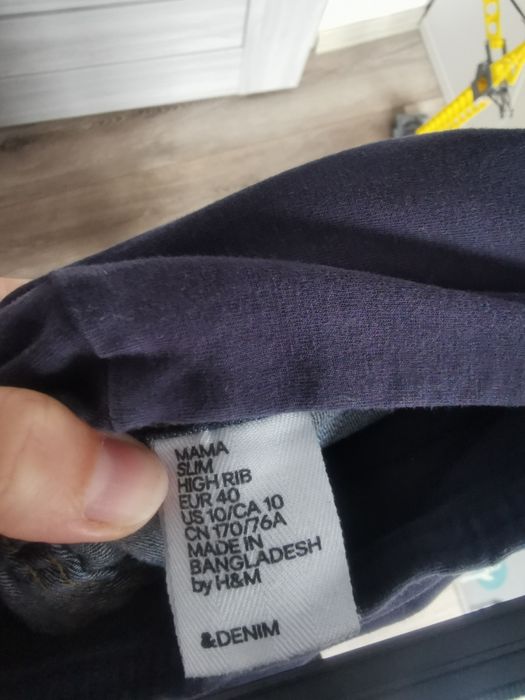 Spodnie jeansy ciążowe H&M Mama rurki skinny High Rib 40 L stretch