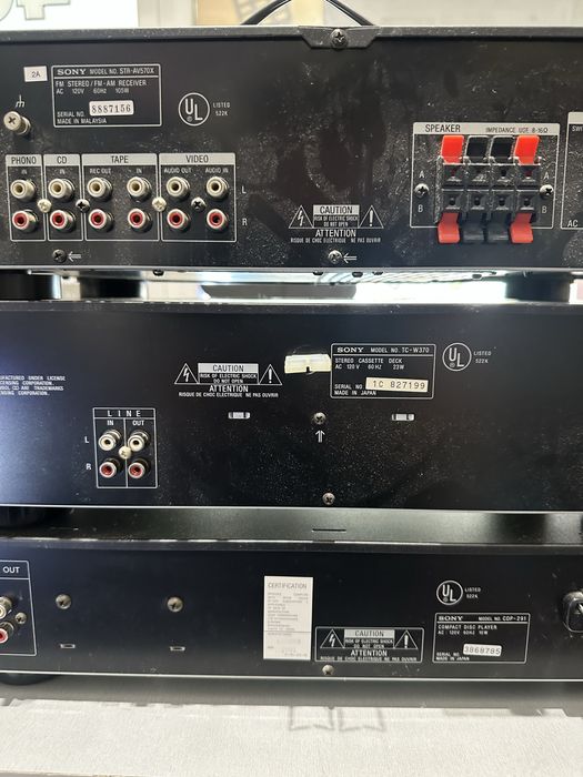 Zestaw audio Sony deck tc-w370, cd cdp-291 , amplituner str-av570