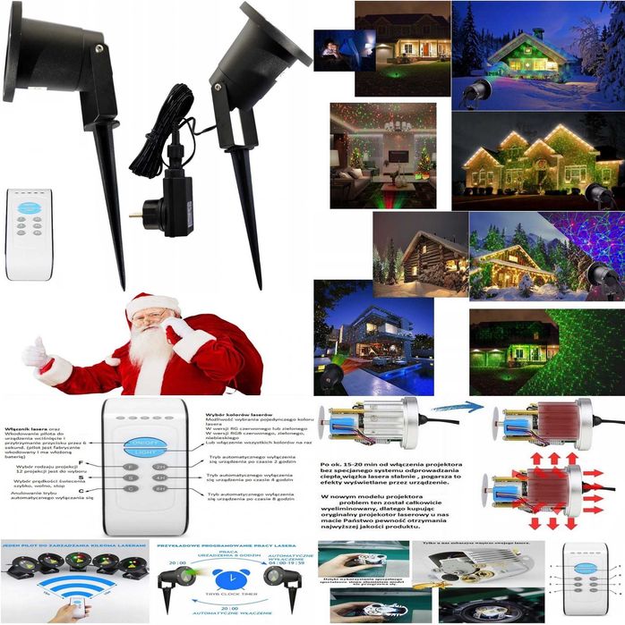 Projektor Laserowy RGB Świąteczny Laser Star Shower Prezent na Święta