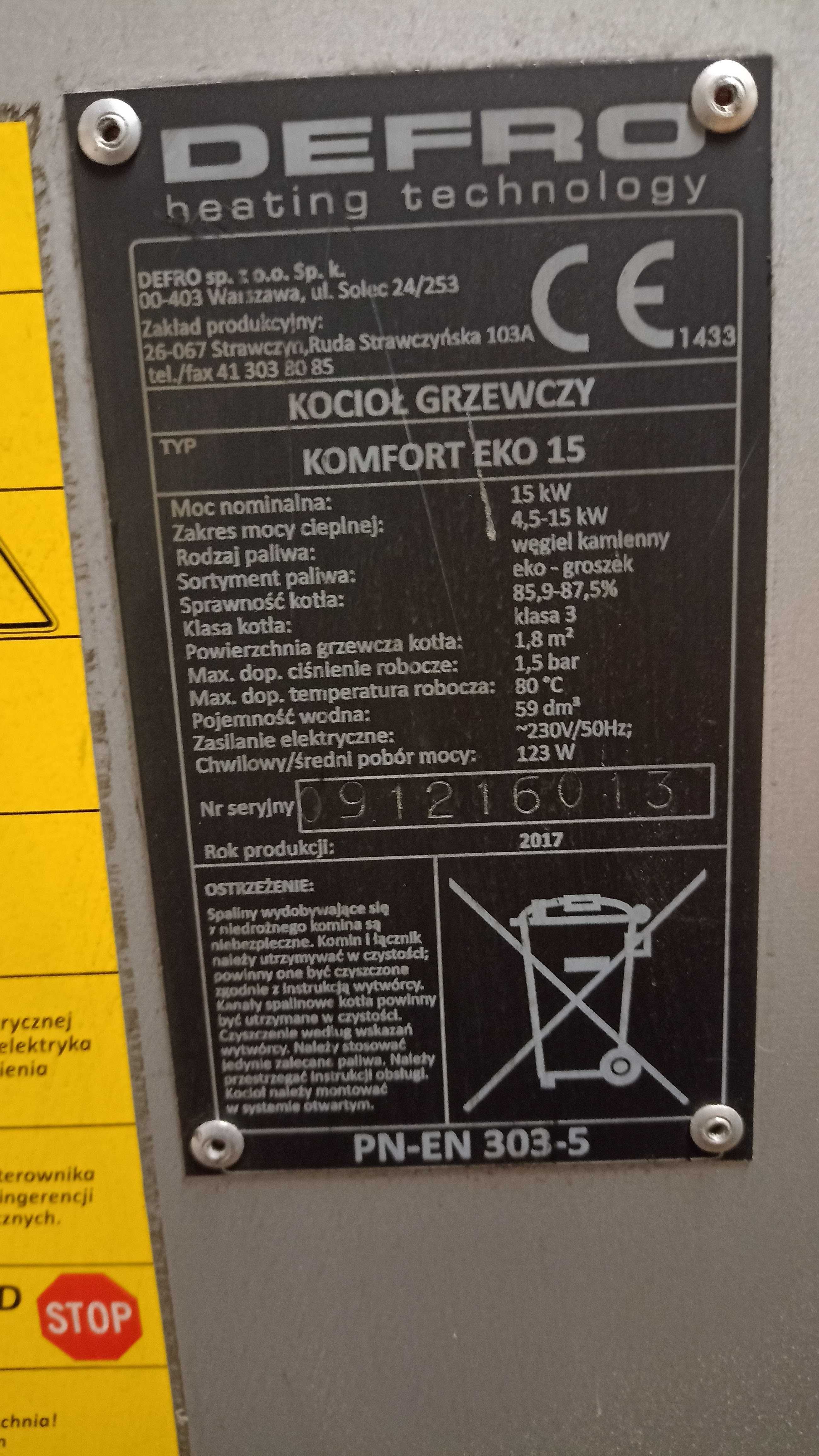 Części do kotła  Defro Komfort Eko 15