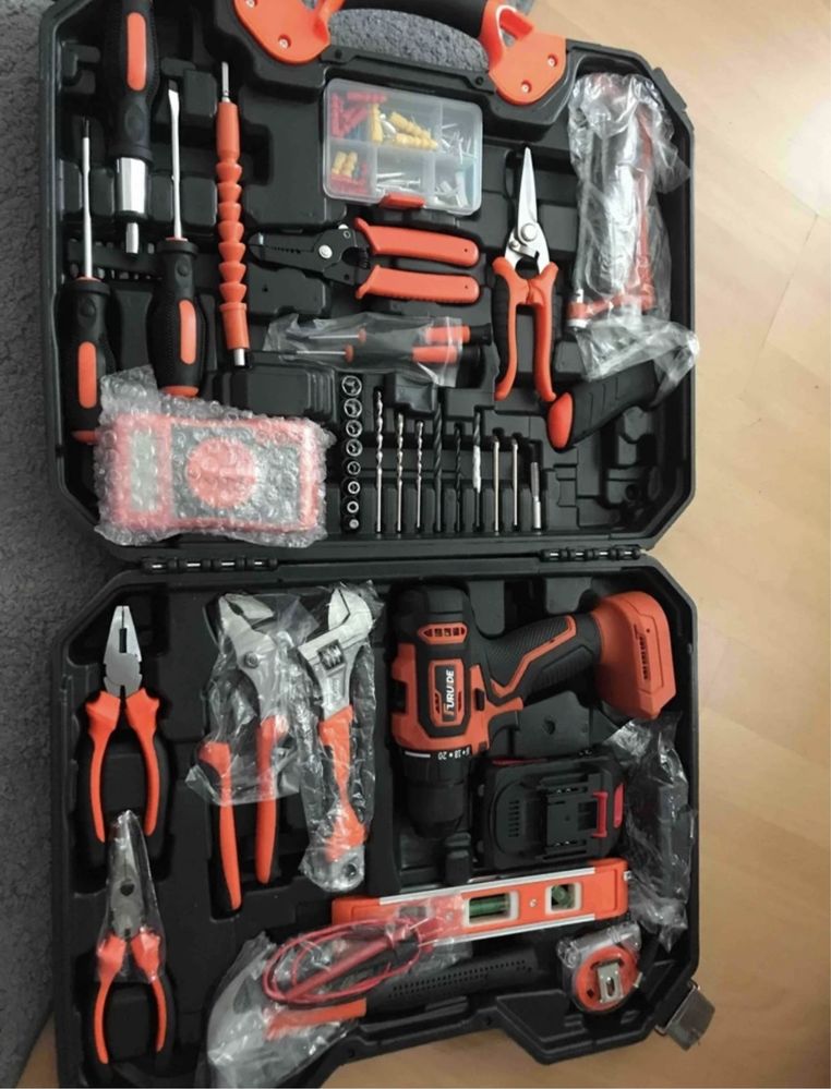 Conjunto de ferramentas 21V – furadeira sem fio + acessórios