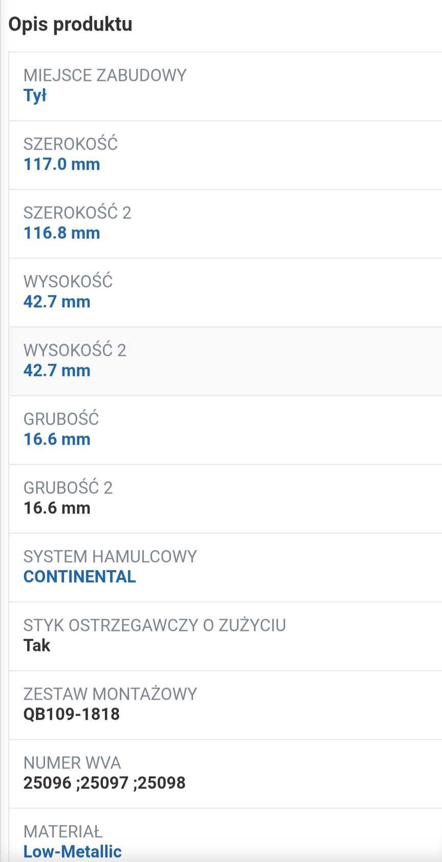Kpl. klocków hamulcowych (przód i tył) Opel Astra J, Mokka, Zafira C