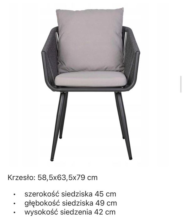 Krzeslo ogrodowe, sznurkowe, szare.