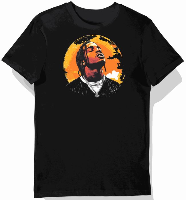Koszulka męska czarna z motywem hip-hopowym A$AP Rocky 3XL