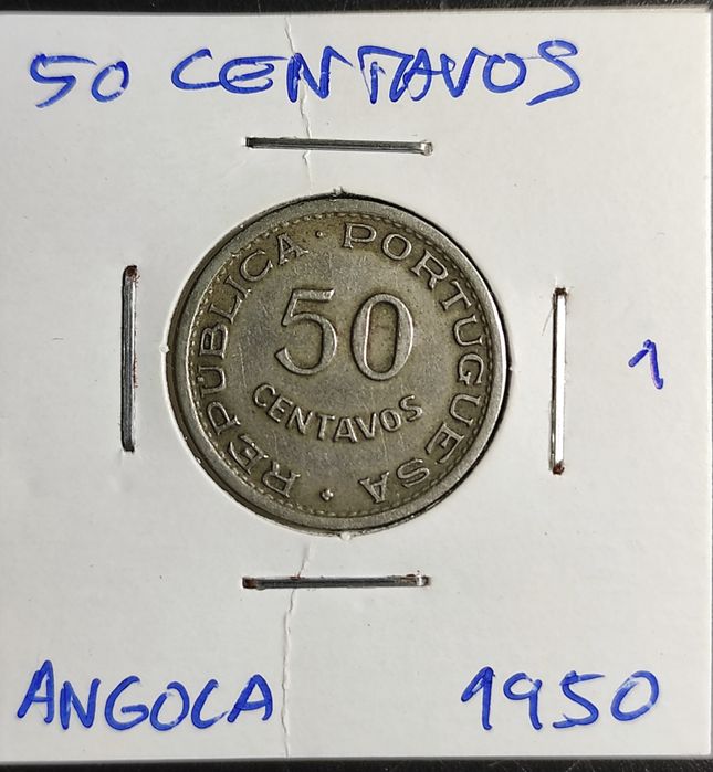 50 centavos Angola 1950, Alpaca,  BELA