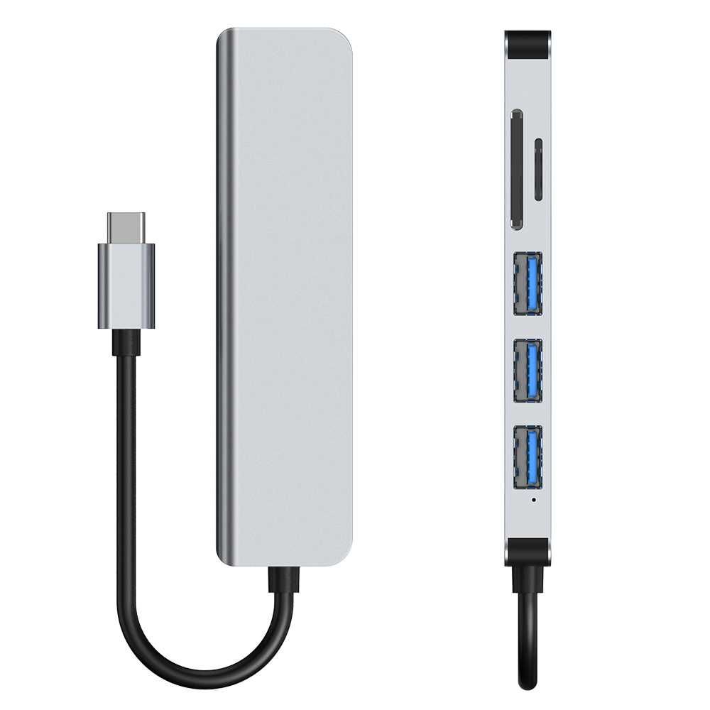 Rozgałęziacz HUB USB-C 6w1 3xUSB HDMI SD TYP-C adapter przejściówka