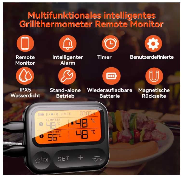 BFOUR Smart termometr do kuchni, bbq, rożna - Nowy