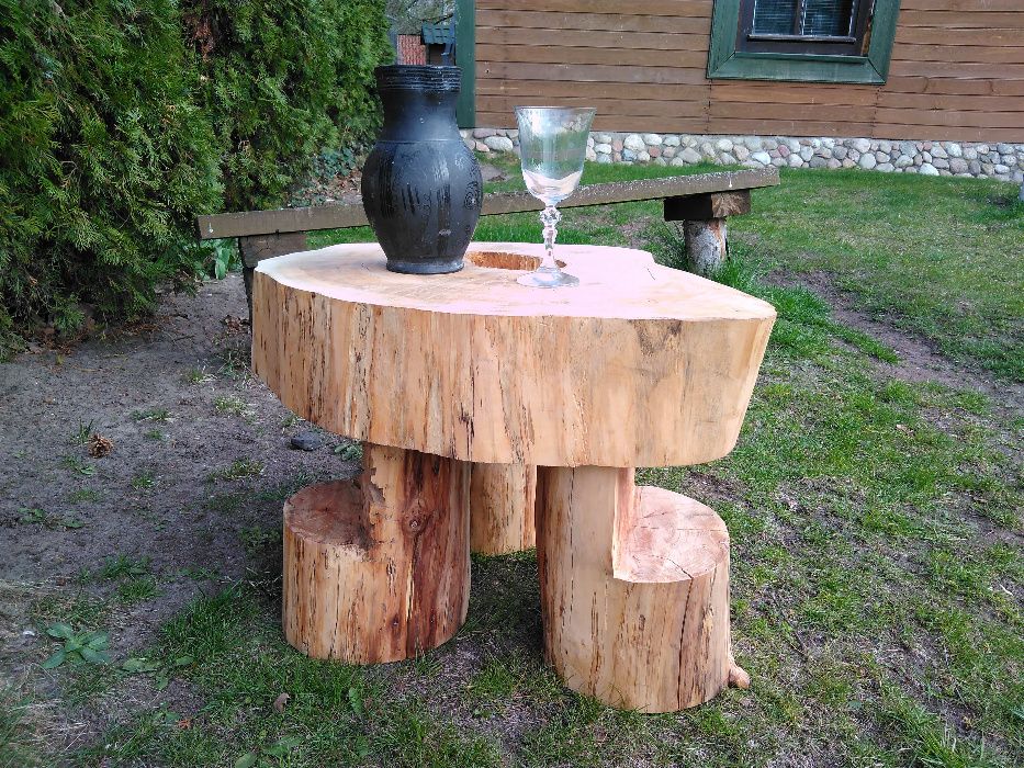 Stolik z pni drewniany olchowo lipowy,nowa cena