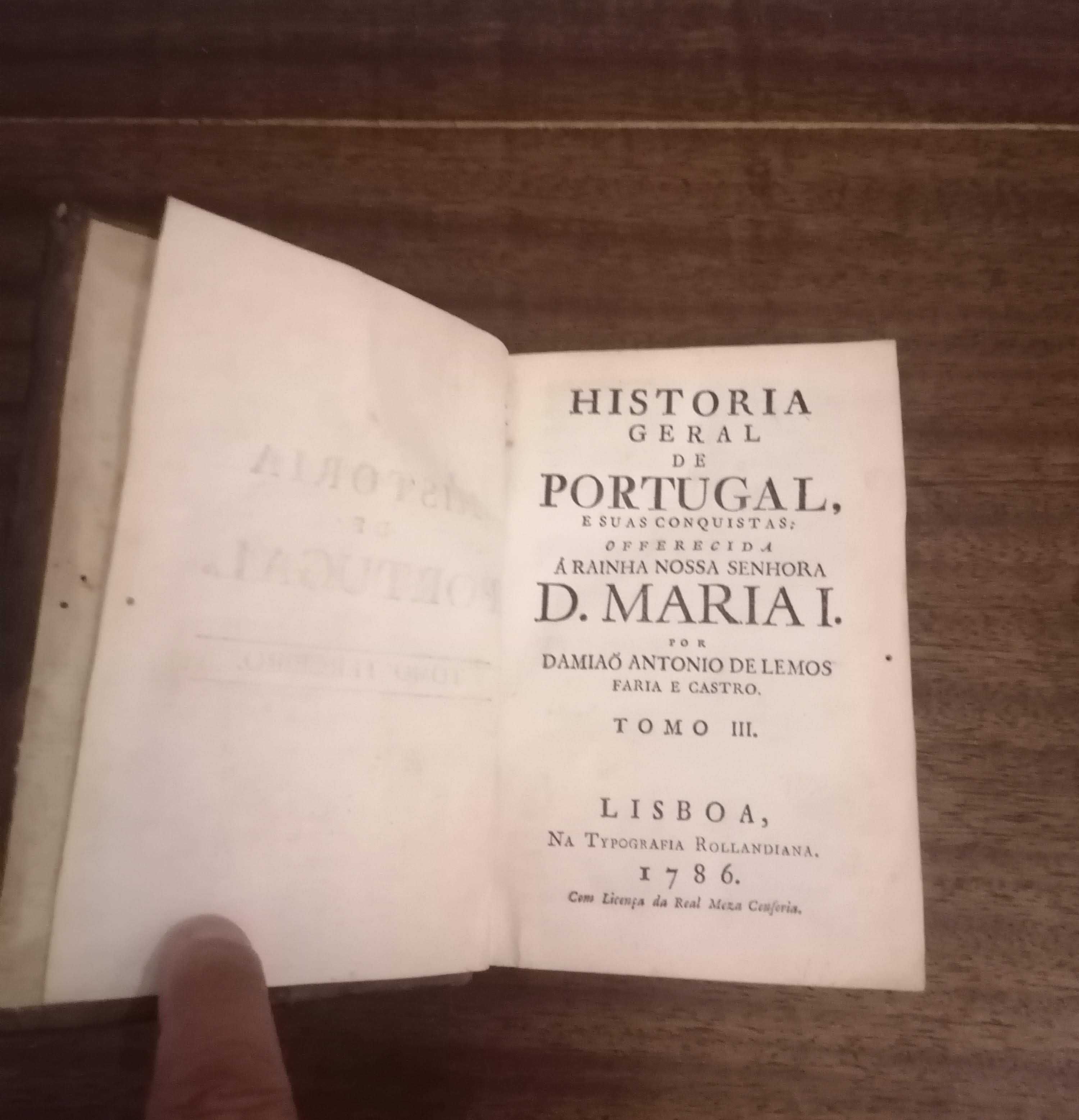 " História Geral de Portugal, e suas Conquistas " datado de 1786