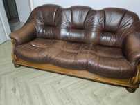 Komplet wypoczynkowy skórzany: sofa fotele.
