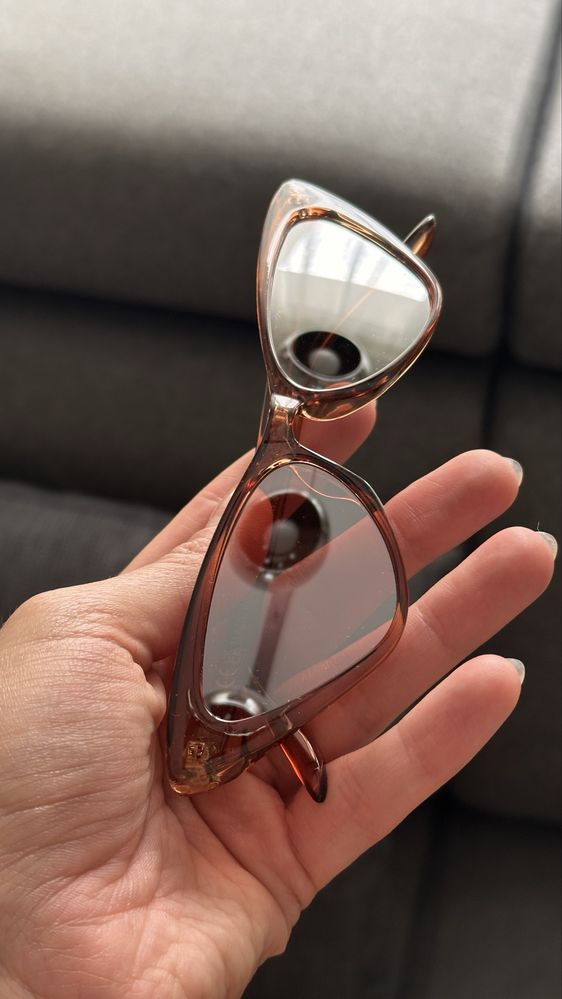 Okulary Reserved cat eye mirror lustrzane kocie oko przezroczyste