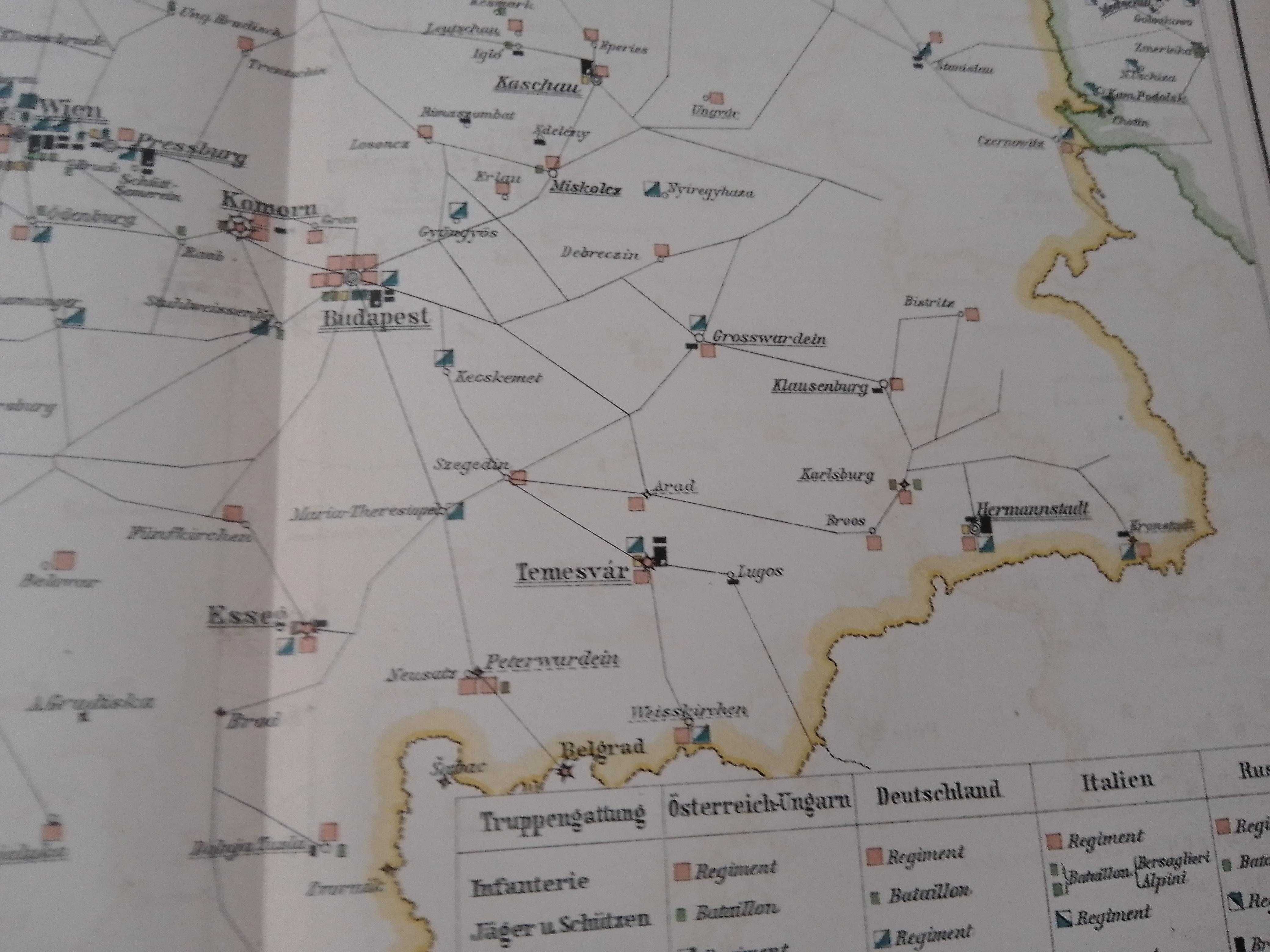 Rozmieszczenie Wojsk II  oryginalna XIX w. mapa