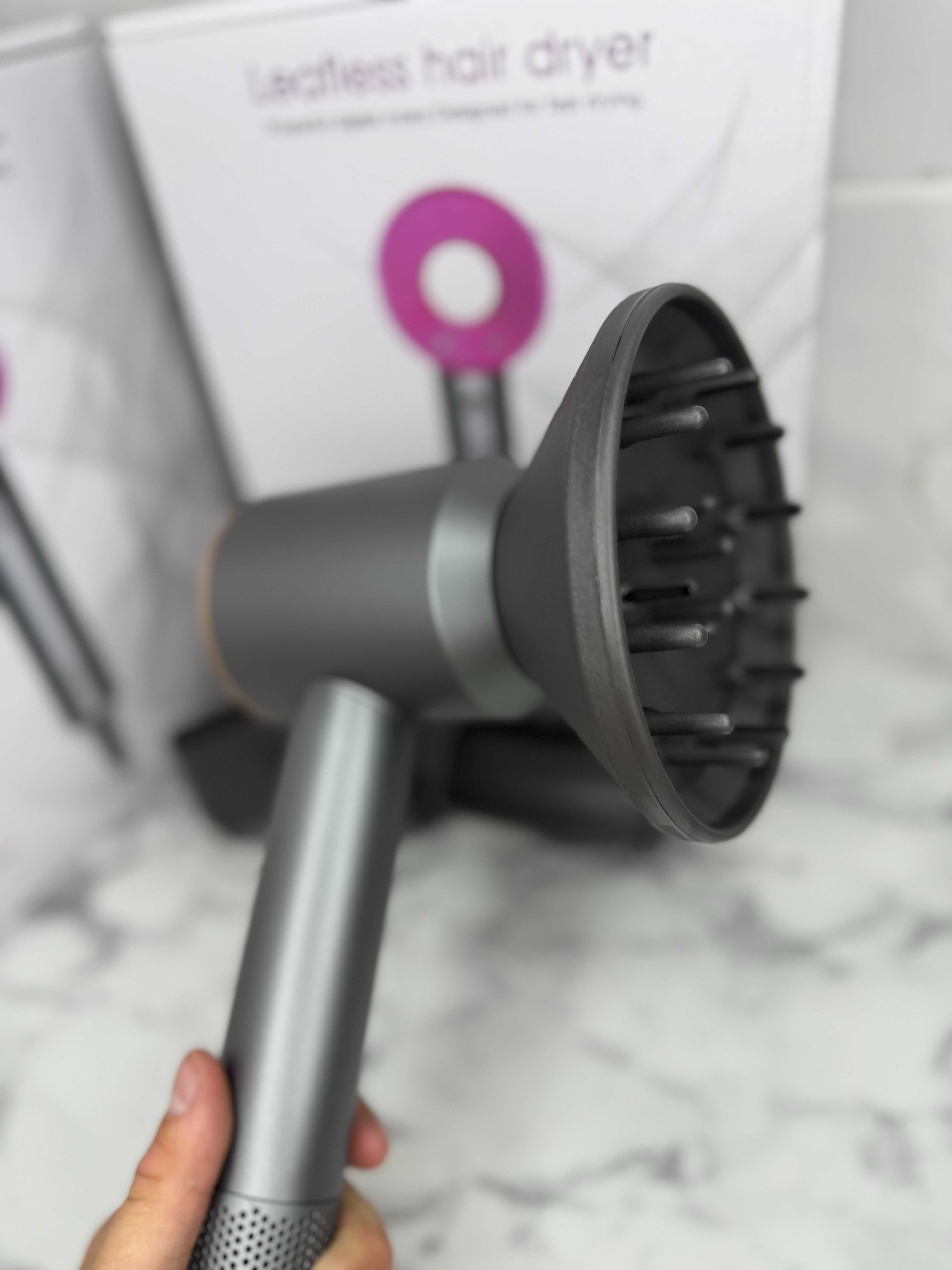 Дайсон сірий з золотим + 5 насадок фен Super Hair Dryer с ионизацией