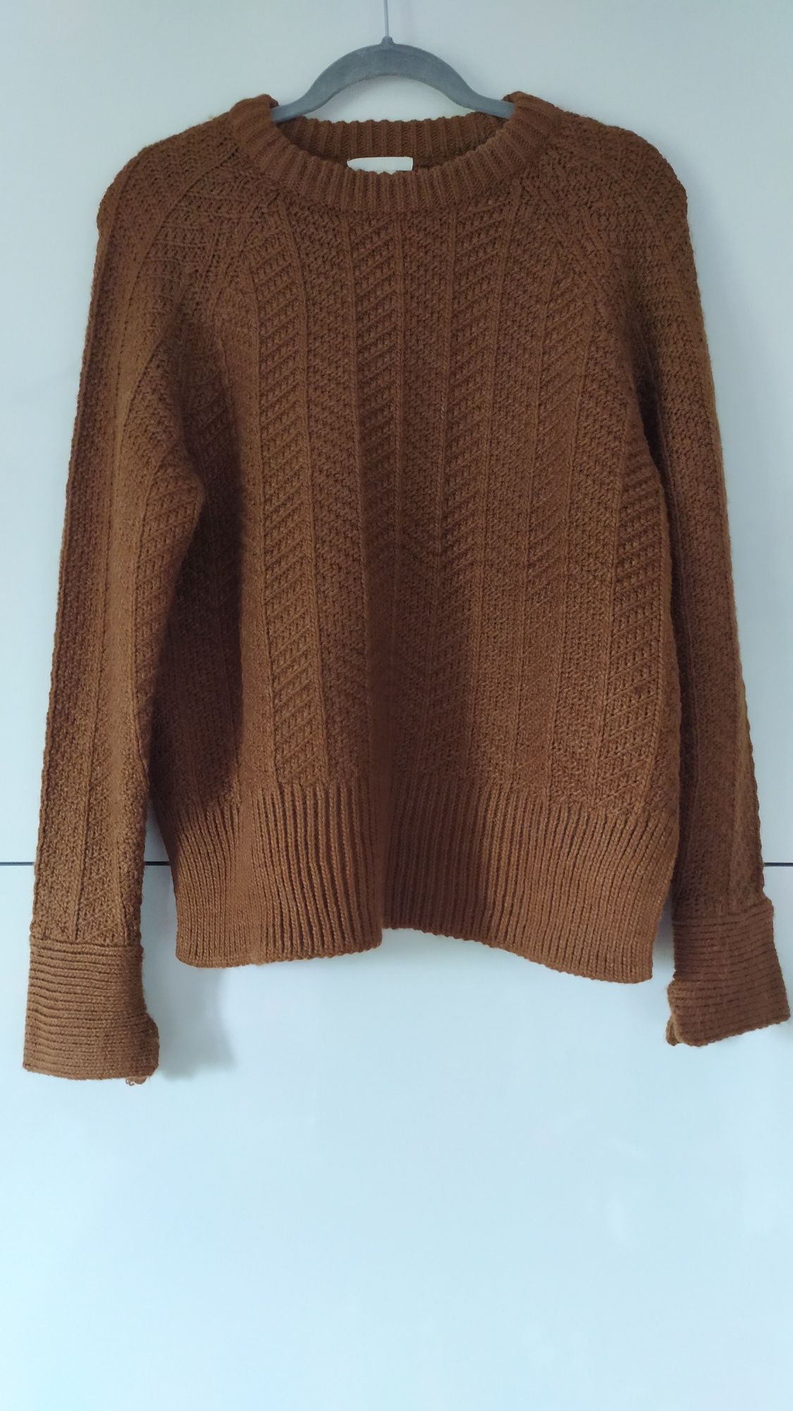 Brązowy sweter wełna h&m